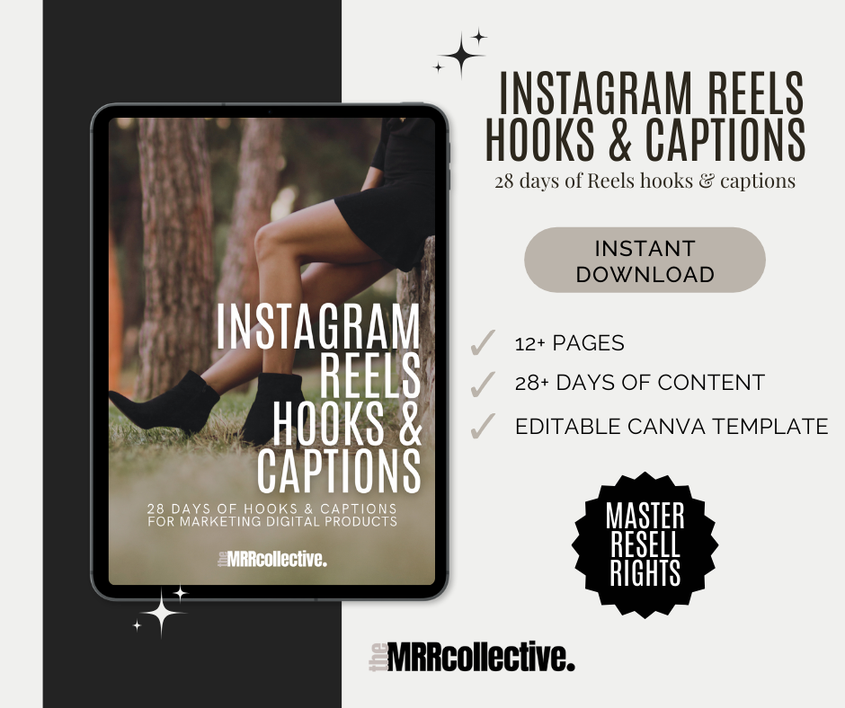 INSTAGRAM REEL HOOKS & CAPTIONS CONTENT GUIDE WITH MASTER RESELL RIGHT –  The MRR Collective
